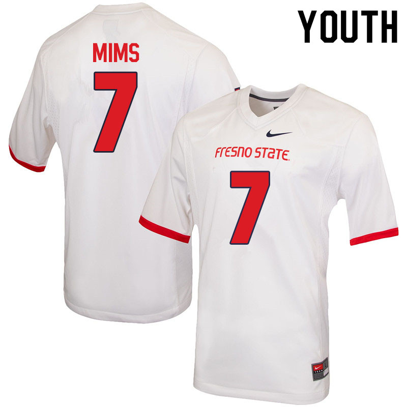 Youth #7 Jordan Mims Fresno State Bulldogs College Football Jerseys Sale-White - Click Image to Close